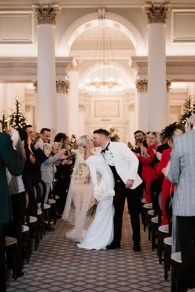 Luxury wedding ceremony photography Scotland grand interior aisle celebration