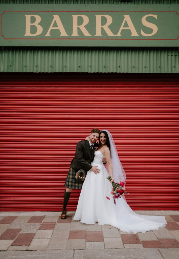 editorial wedding photography Scotland bride and groom portrait Barras Glasgow
